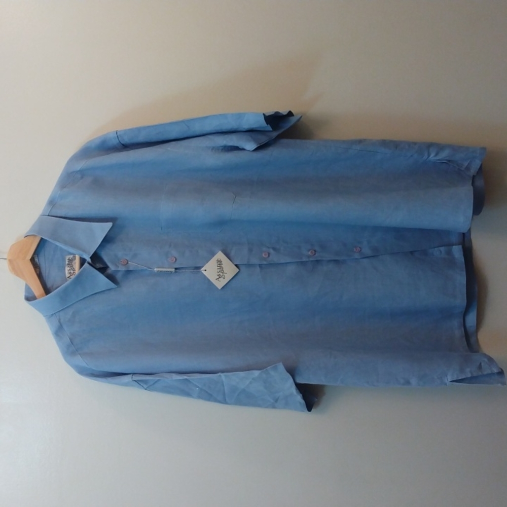 NWT Assante Sport XXL Light Blue Linen Shirt